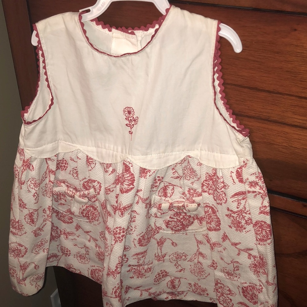 Red and white floral dress with buttons